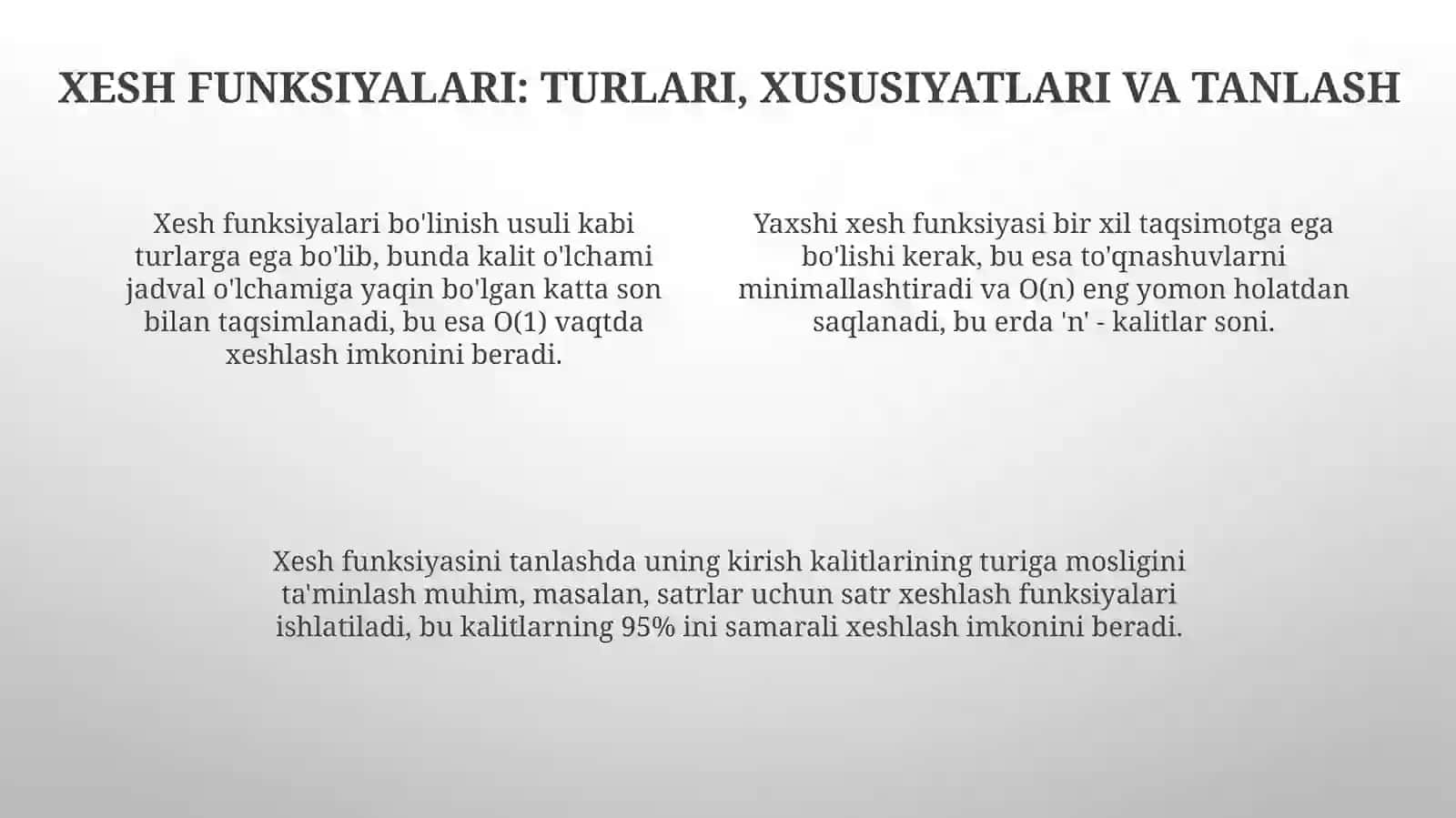 Xesh algoritmlari 4