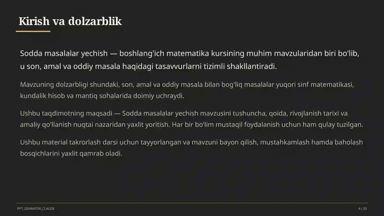 Sodda masalalar yechish (1-sinf) 4