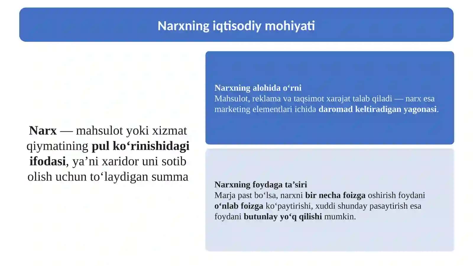 10-Mavzu. Mahsulot narxini shakllantirish. 4