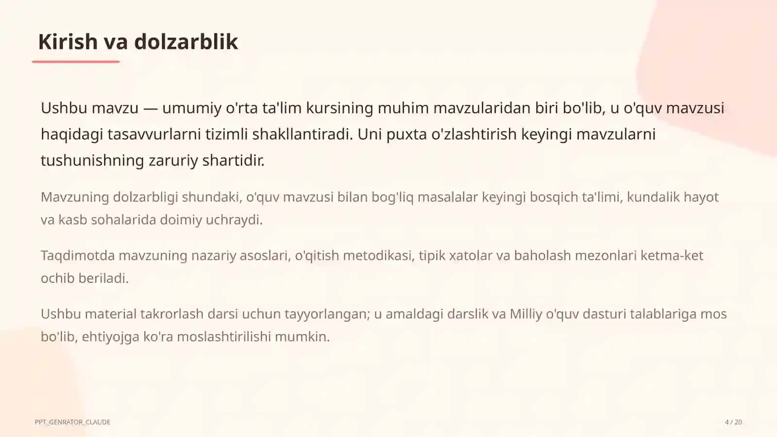 Dolzarb mavzular — maktab va o'qituvchilar 4