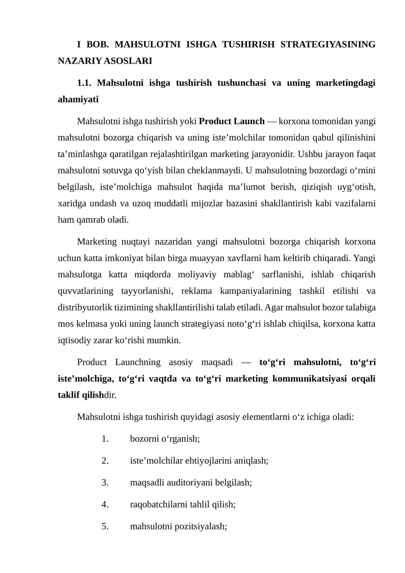 MAHSULOTNI ISHGA TUSHIRISH (PRODUCT LAUNCH) STRATEGIYASI 4