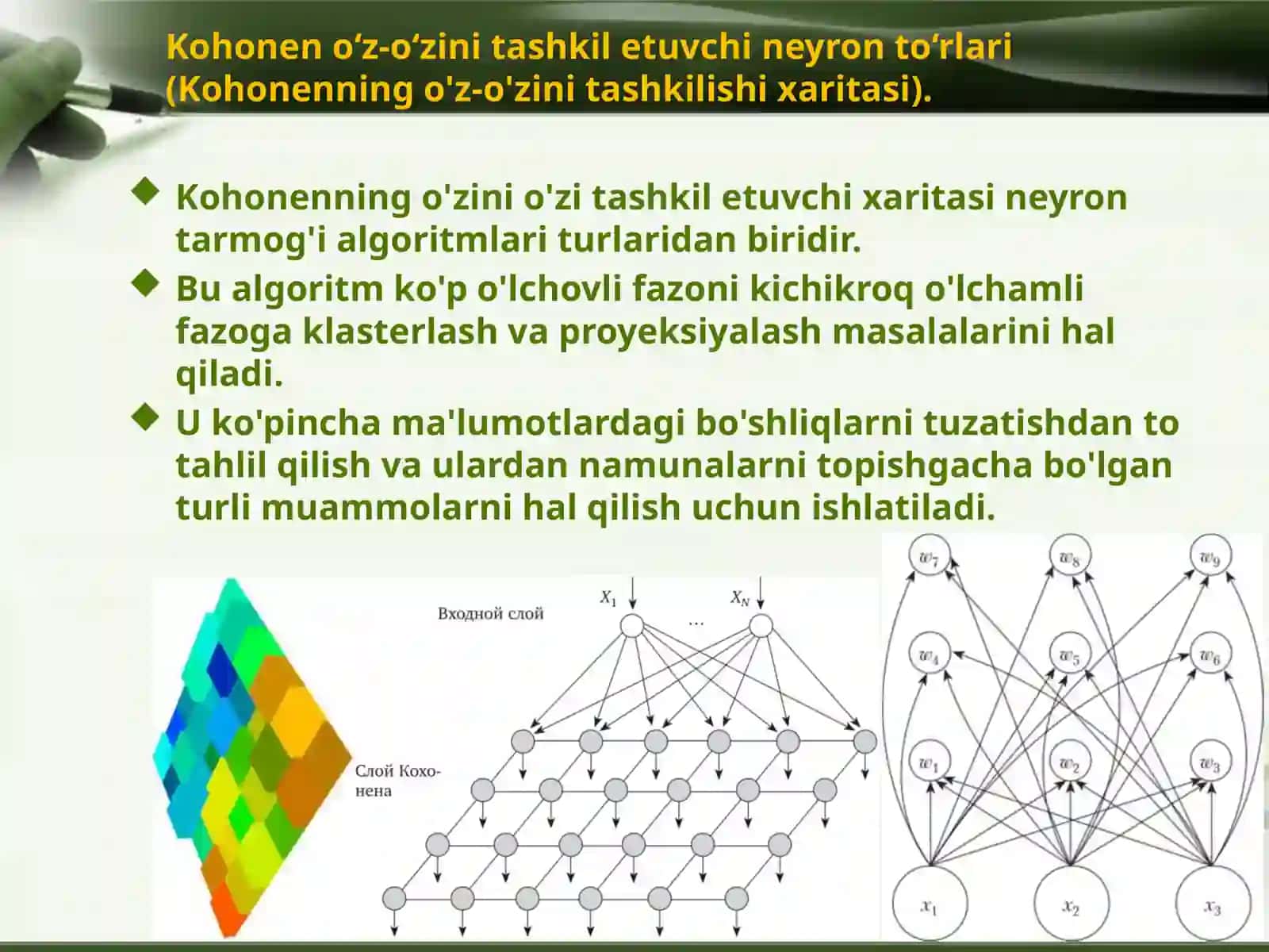 Kohonen o‘z-o‘zini tashkil etuvchi neyron to‘rlari (Kohonenning o'z-o'zini tashkilishi xaritasi) 4