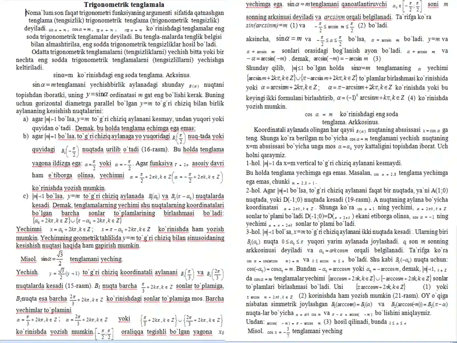 Eng sodda trigonometrik tenglamalar 4