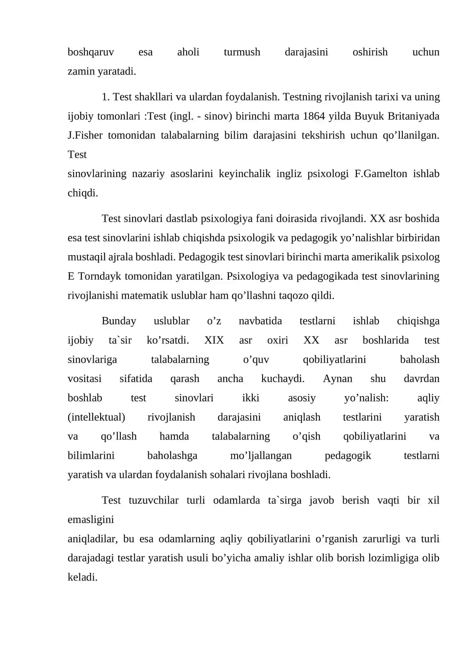 Pedagogik testlar, ularning turlari va maqsadi. Pedagogik test mazmuni 4