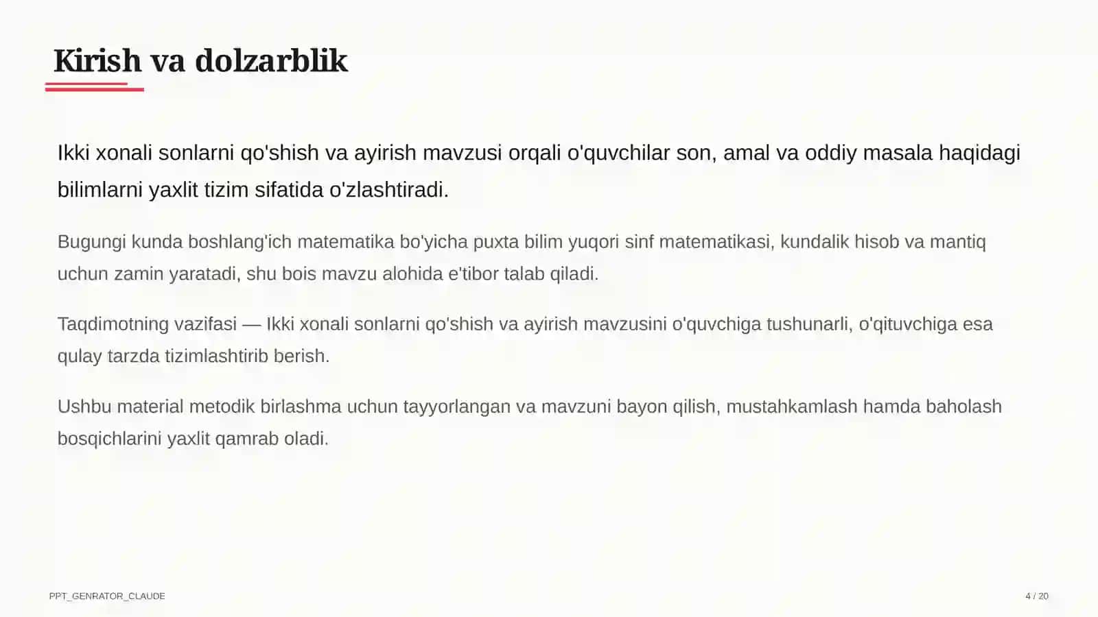 Ikki xonali sonlarni qo'shish va ayirish (2-sinf) 4