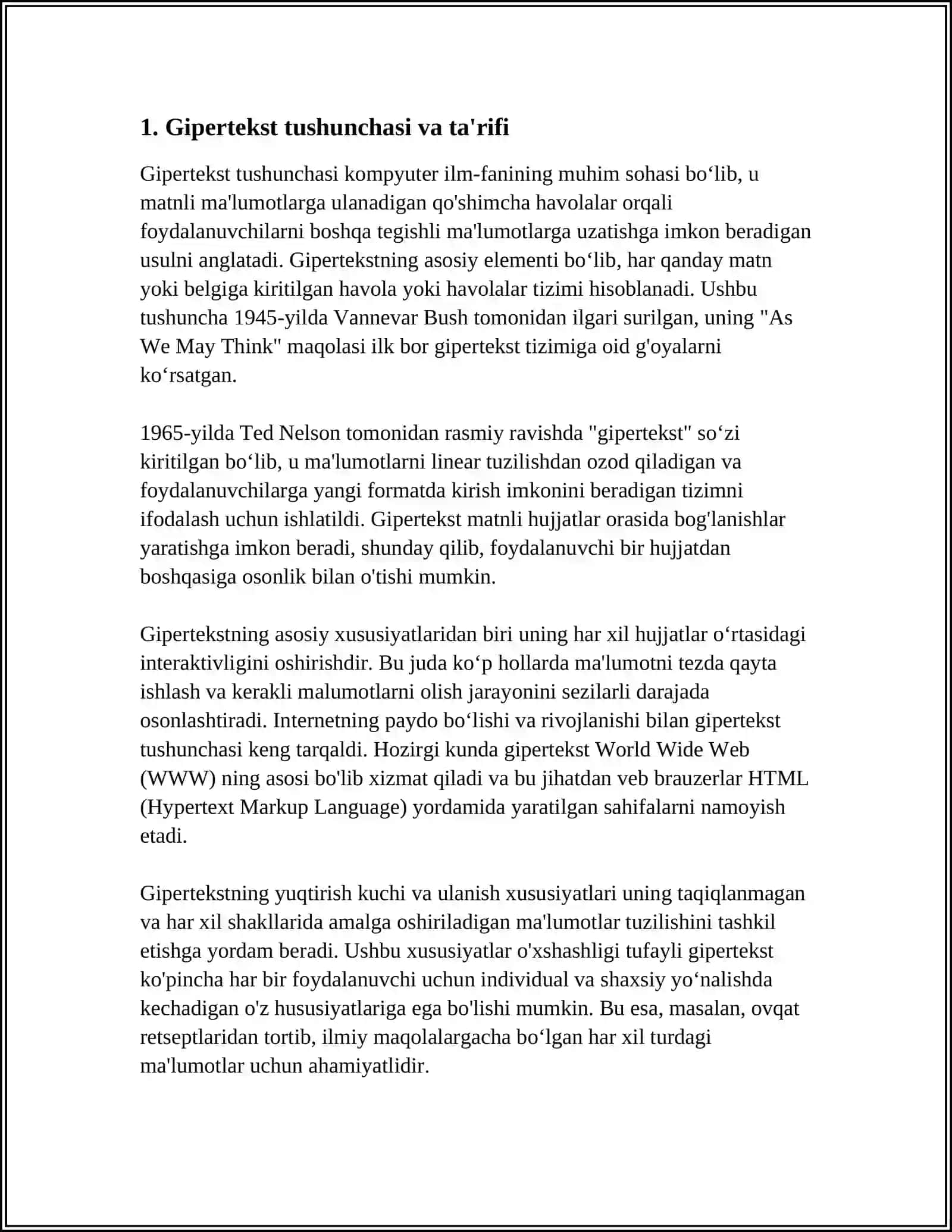 GIPERTEKST, GIPERMUROJAAT VA GIPERMEDIA TUSHUNCHALARI 4