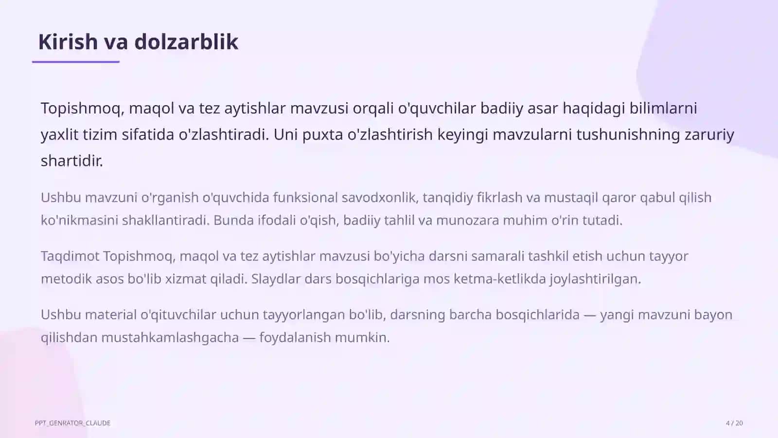 Topishmoq, maqol va tez aytishlar (5-sinf) 4