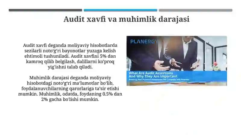 Moliyaviy hisobot auditining umumiy rejasi va dasturini tayyorlash xususiyatlari 4