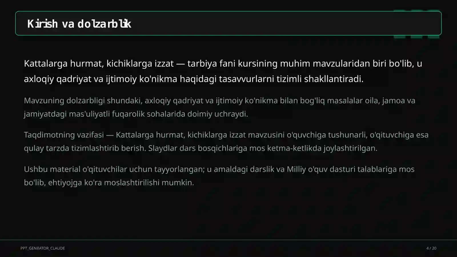Kattalarga hurmat, kichiklarga izzat (2-sinf) 4
