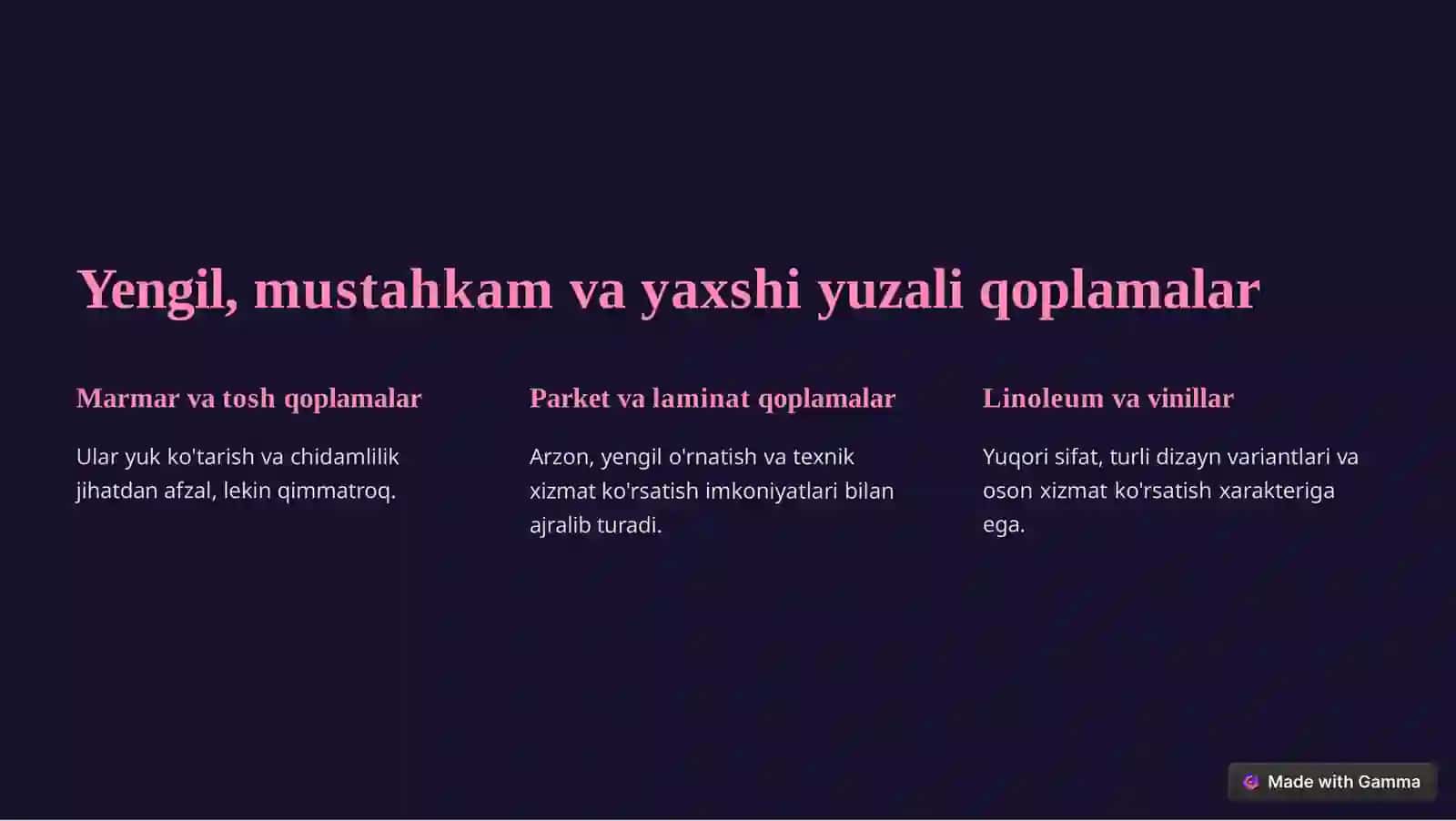Ma'muriy binolarni polqoplamalari ni tanlash 4