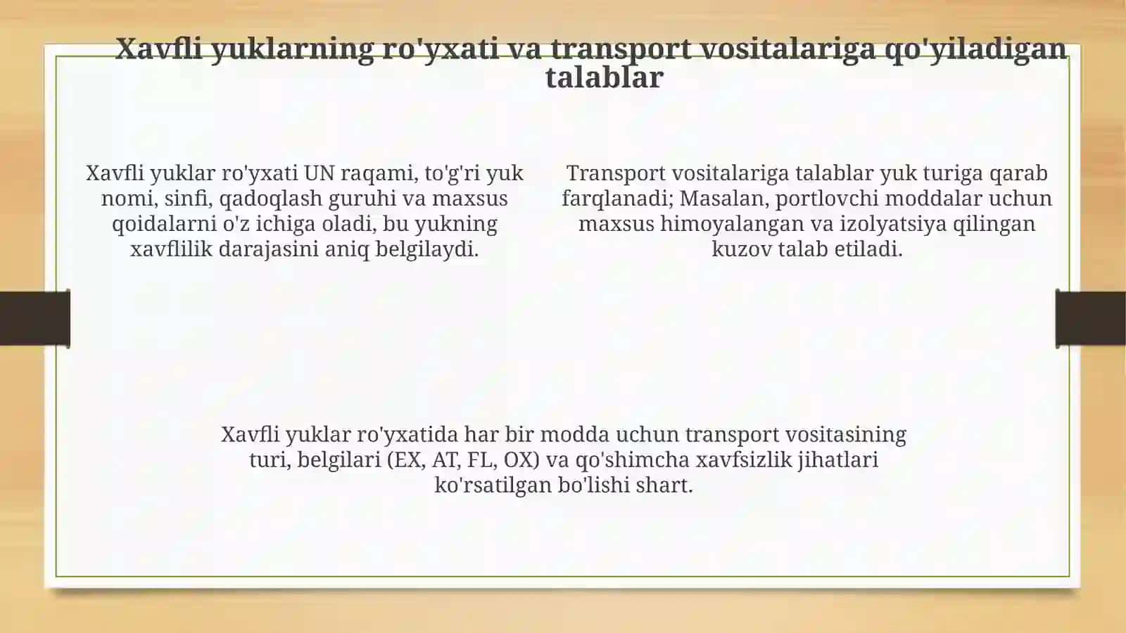 Xavfli yuklarni avtomobil transportida tashish qoidalari 4