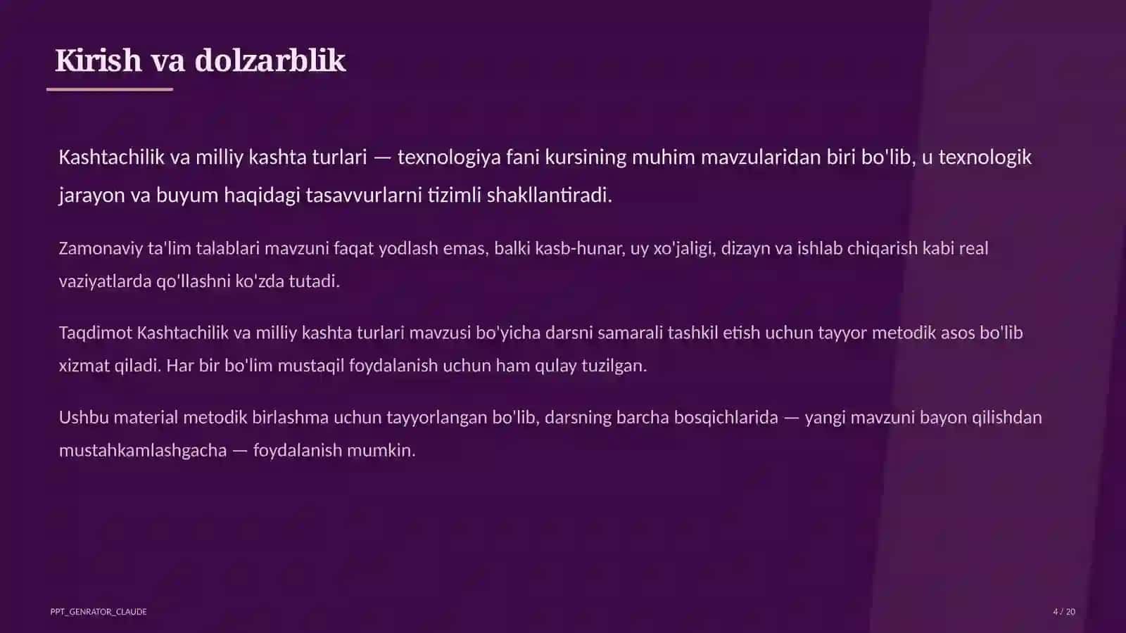 Kashtachilik va milliy kashta turlari (5-sinf) 4