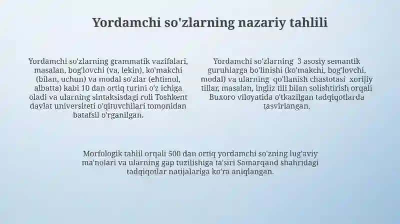 Yordamchi so'zlar haqida nazariy qarashlar tahlili 4