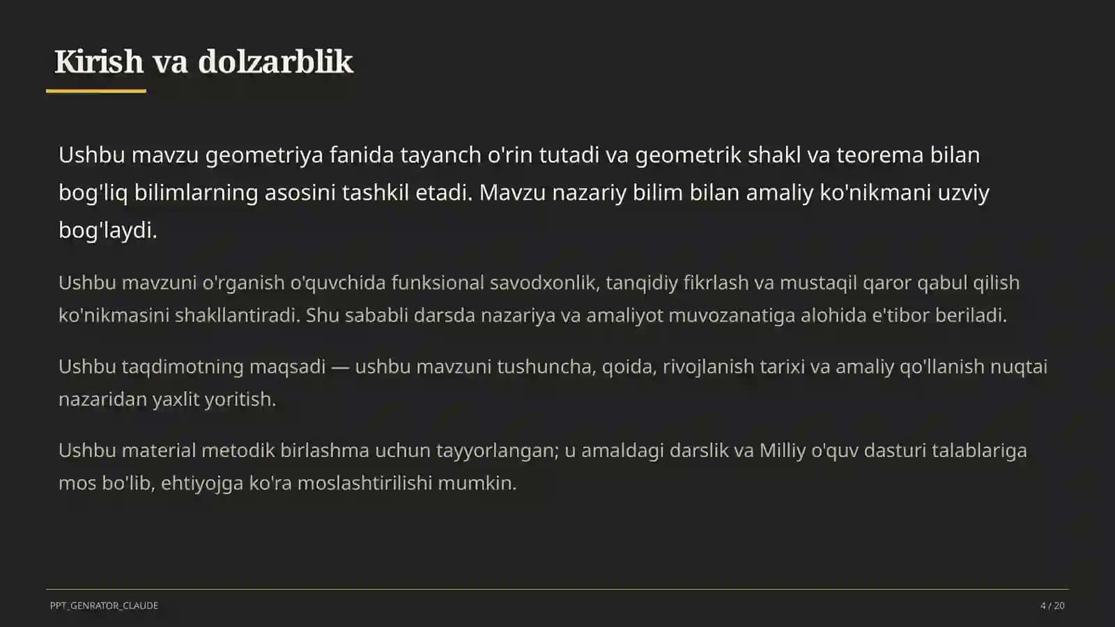 Geometriya (7–11) — metodik birlashma uchun 4