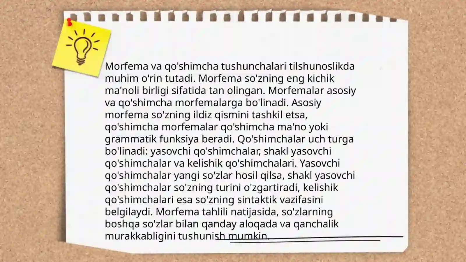 Qo'shimcha va morfema. Qo'shimchalarning ma'no va vazifasiga ko'ra turlari 4