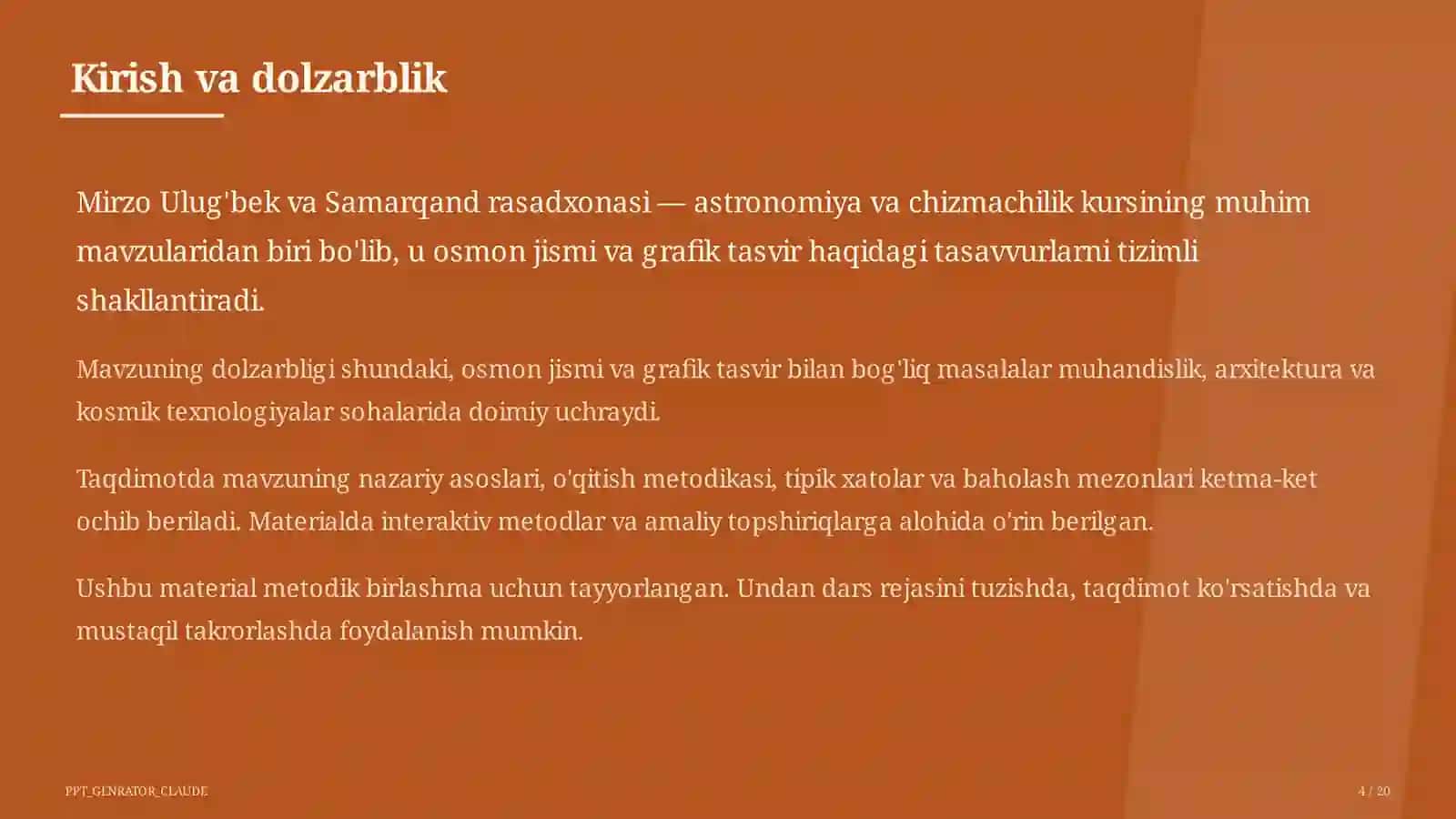 Mirzo Ulug'bek va Samarqand rasadxonasi (10-sinf) 4