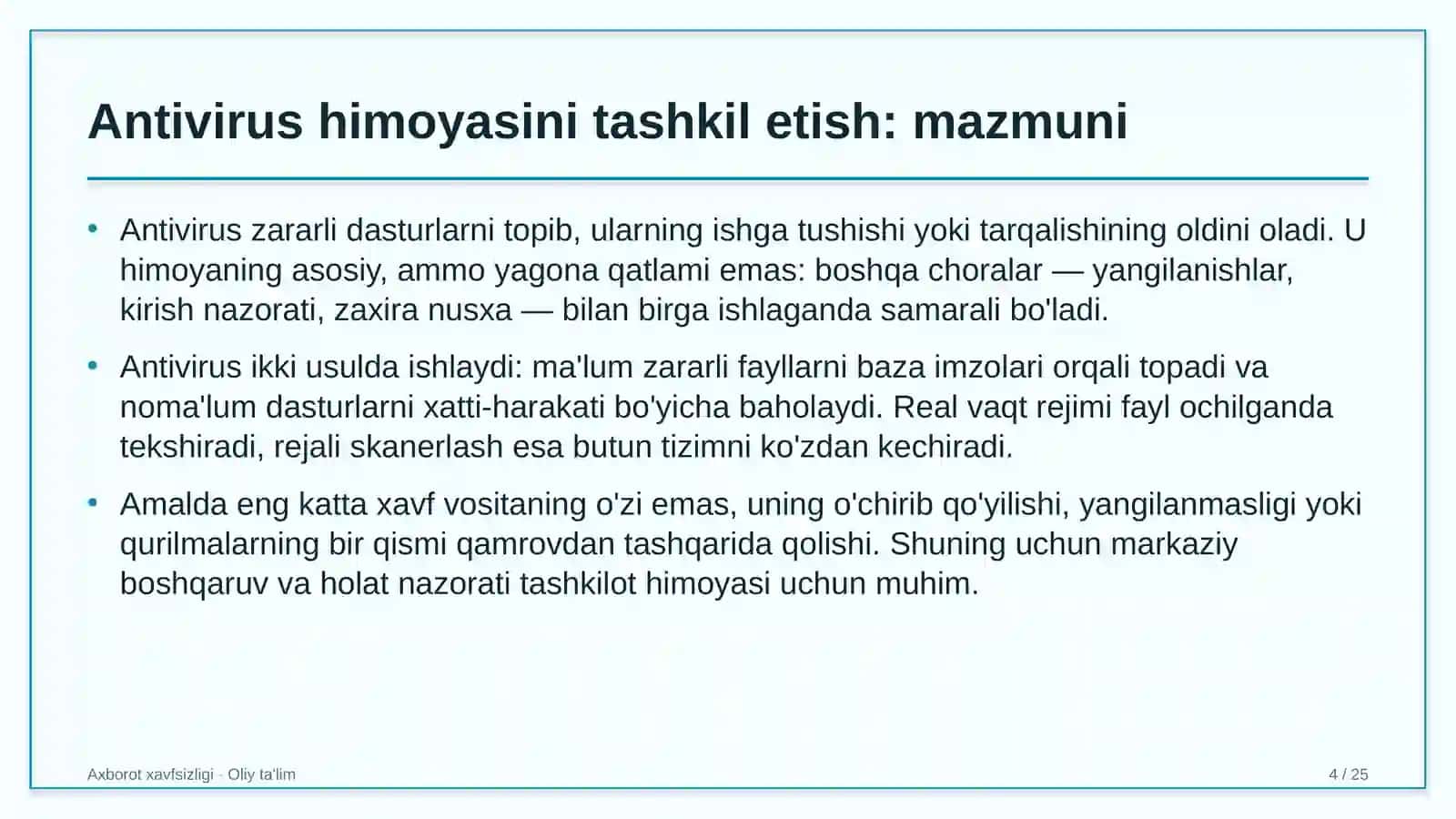 Kollejlarda antivirus himoyasini tashkil etish 4