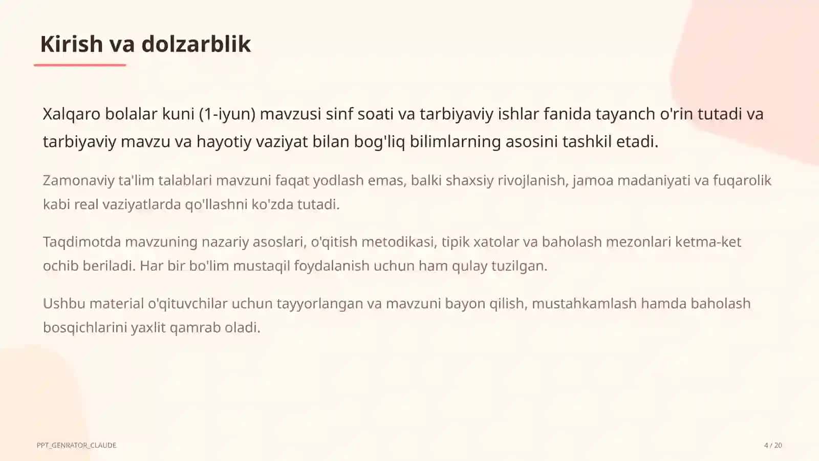 Sinf soati va tarbiyaviy tadbirlar 4