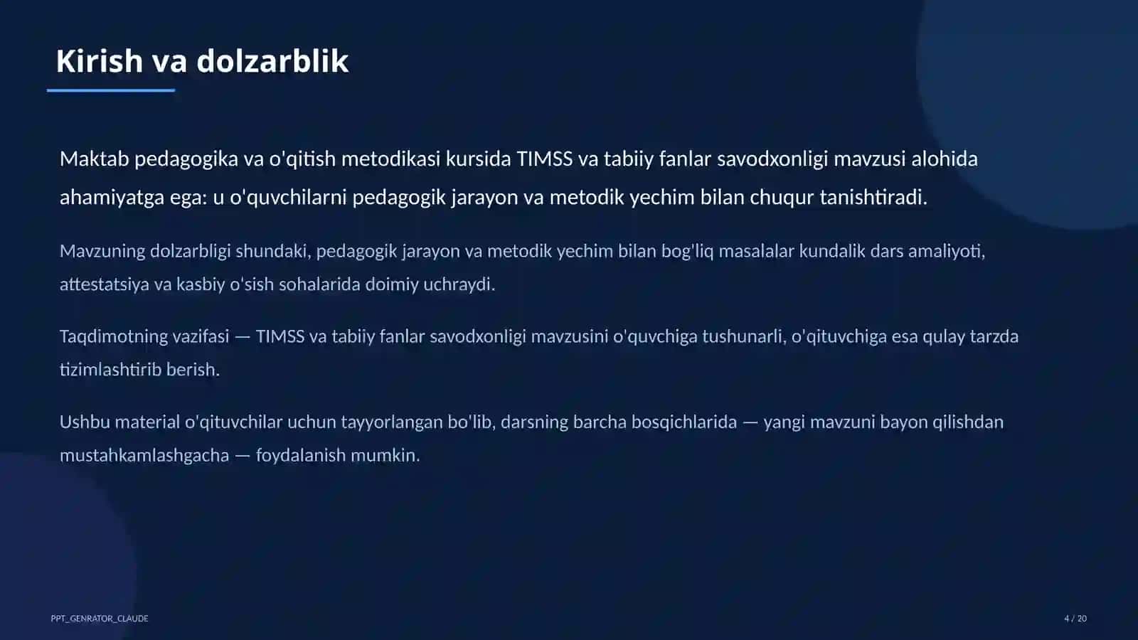 TIMSS va tabiiy fanlar savodxonligi 4