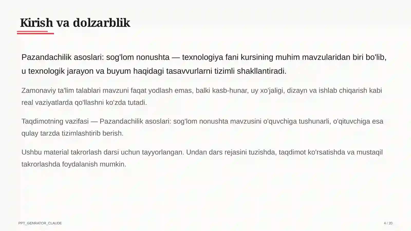Pazandachilik asoslari: sog'lom nonushta (5-sinf) 4