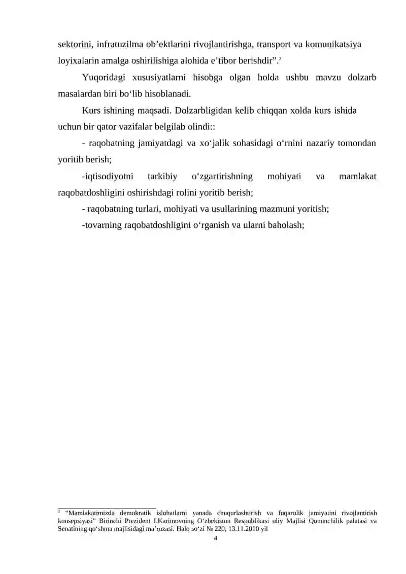 Bozor iqtisodiyotiga òtish sharoyitida raqobatchilik muxiti shakilantirish muammolari 4