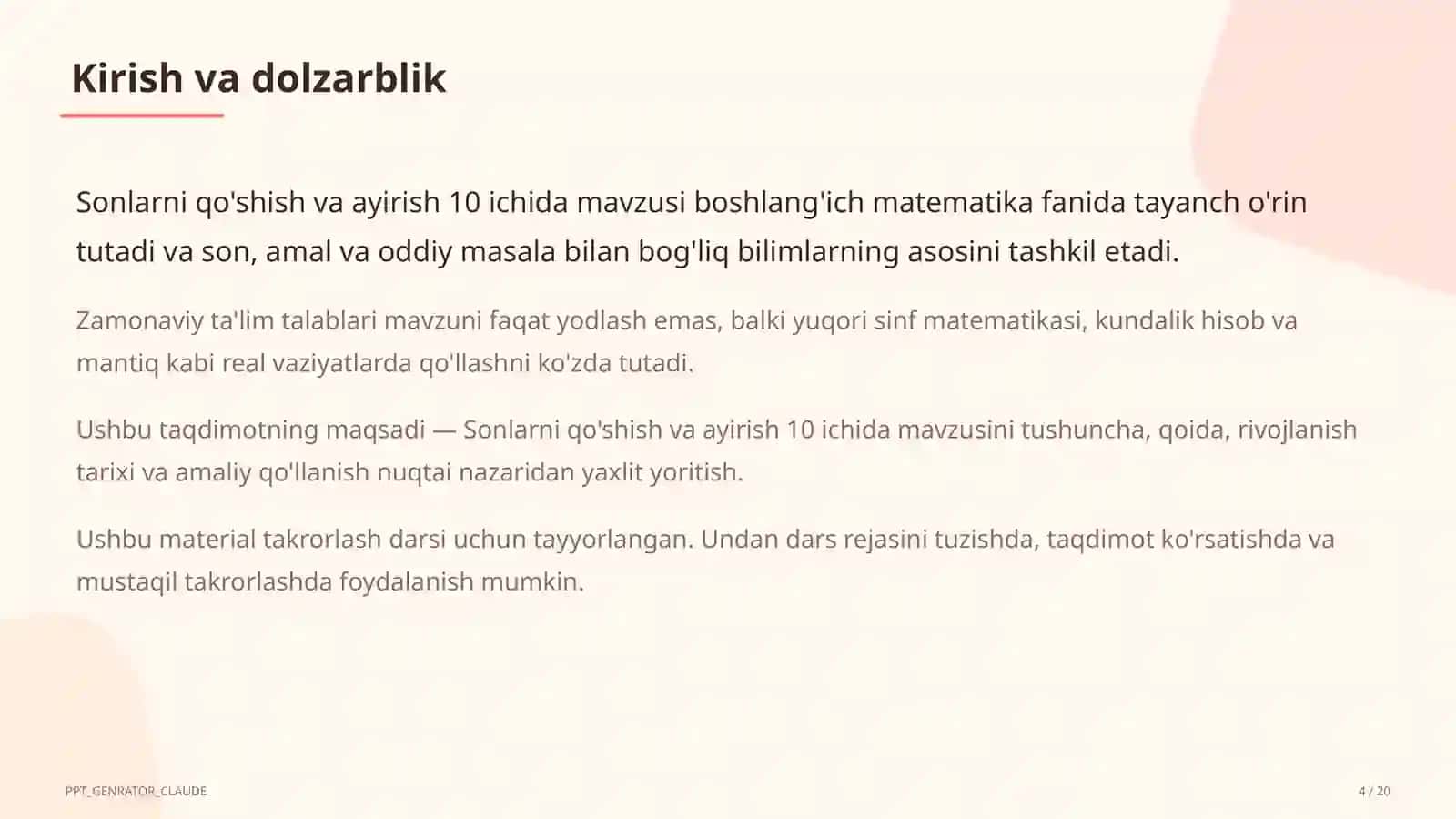 Sonlarni qo'shish va ayirish 10 ichida (1-sinf) 4
