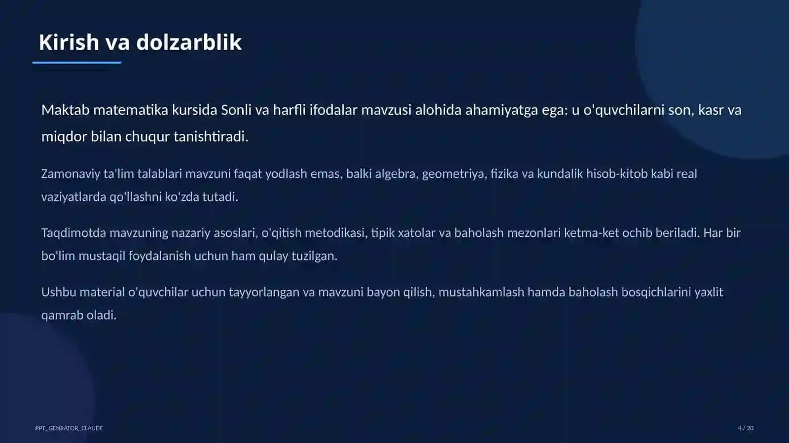 Sonli va harfli ifodalar (5-sinf) 4