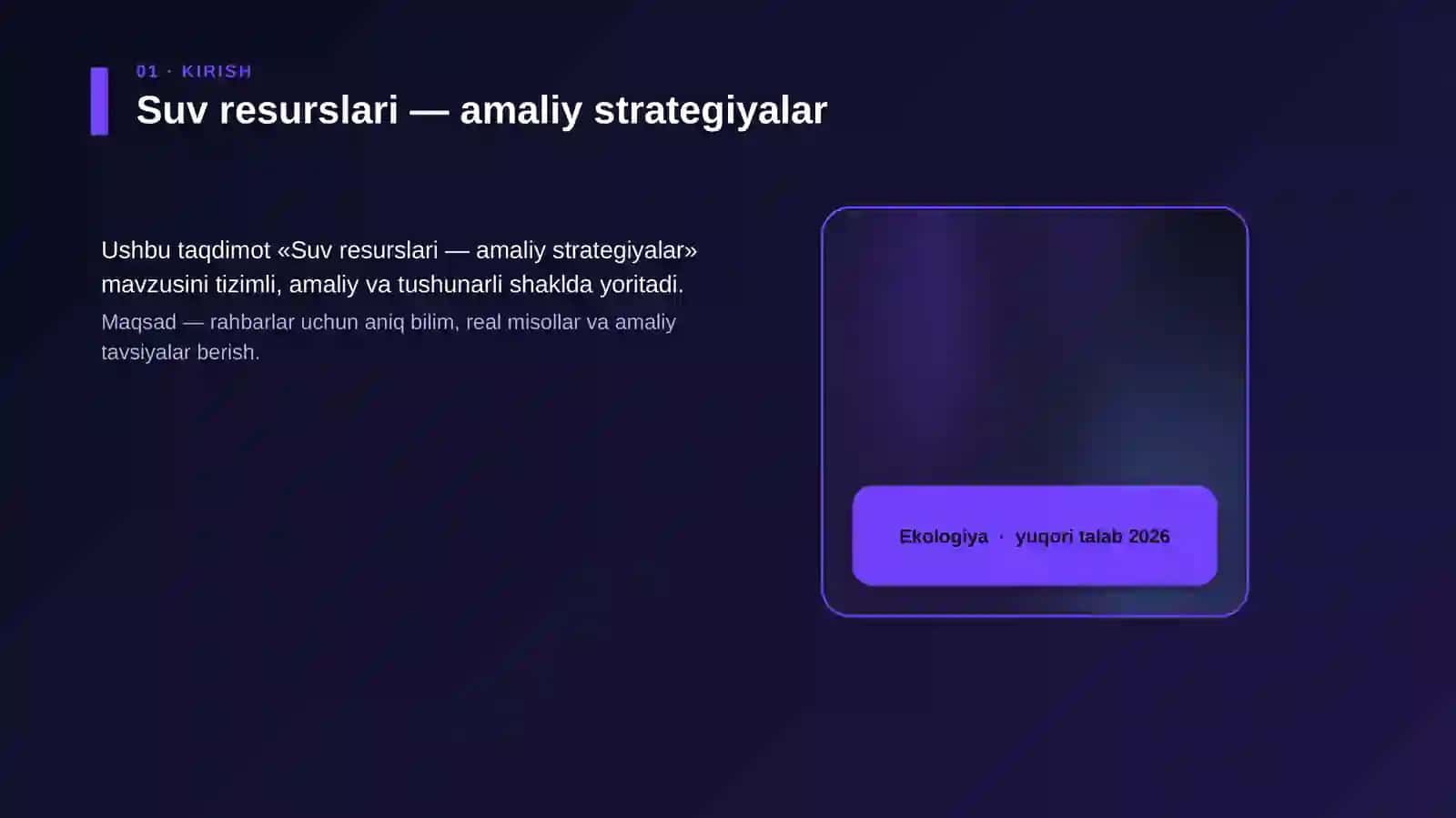 Suv resurslari — amaliy strategiyalar 4