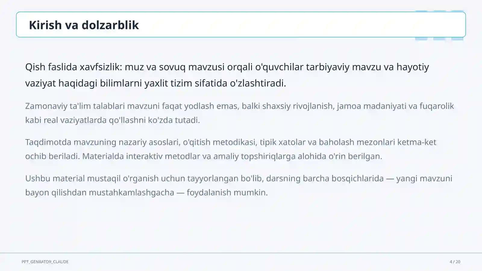 Sinf soati va tarbiyaviy tadbirlar 4