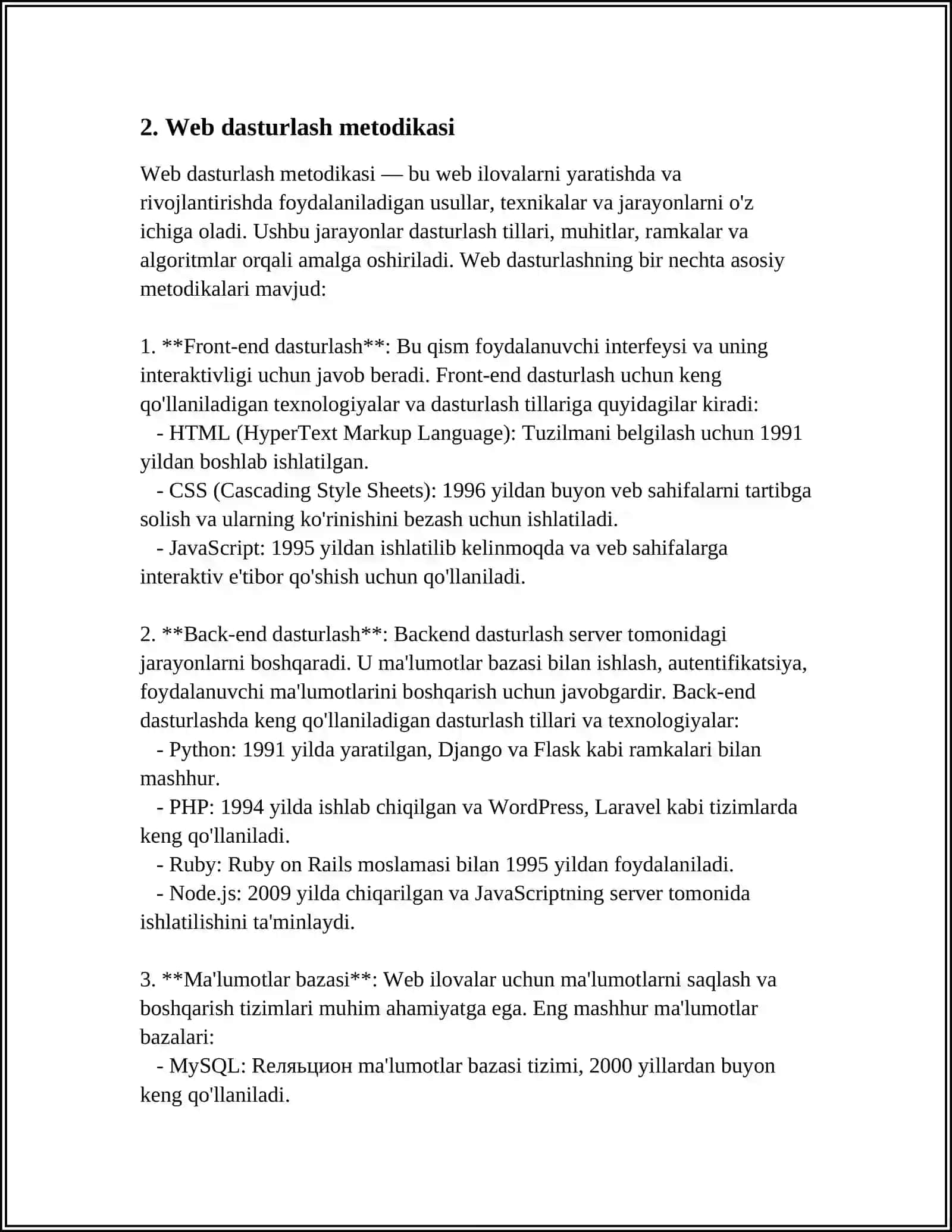 Web dasturlash metodikasi 4