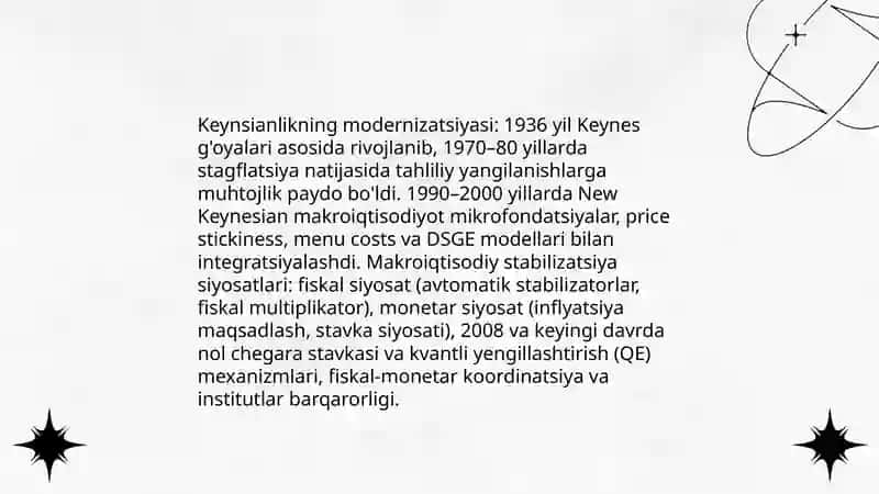 Hozirgi zamon iqtisodiyot nazariyasi rivojlanishining asosiy yo'nalishlari 4
