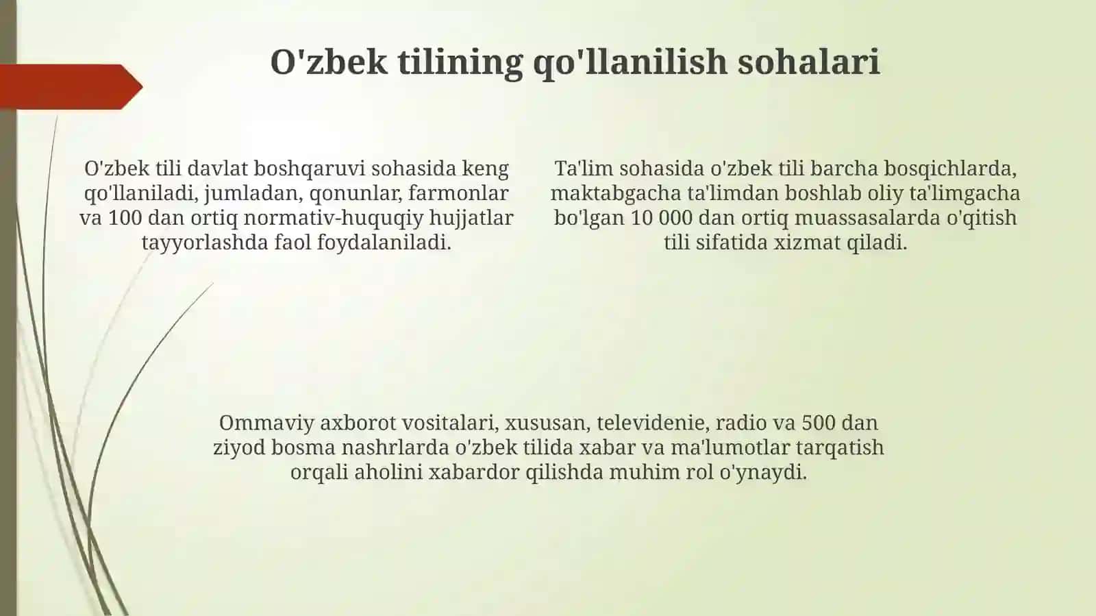 O'zbek tilining sohada qoʻllanilishi 4