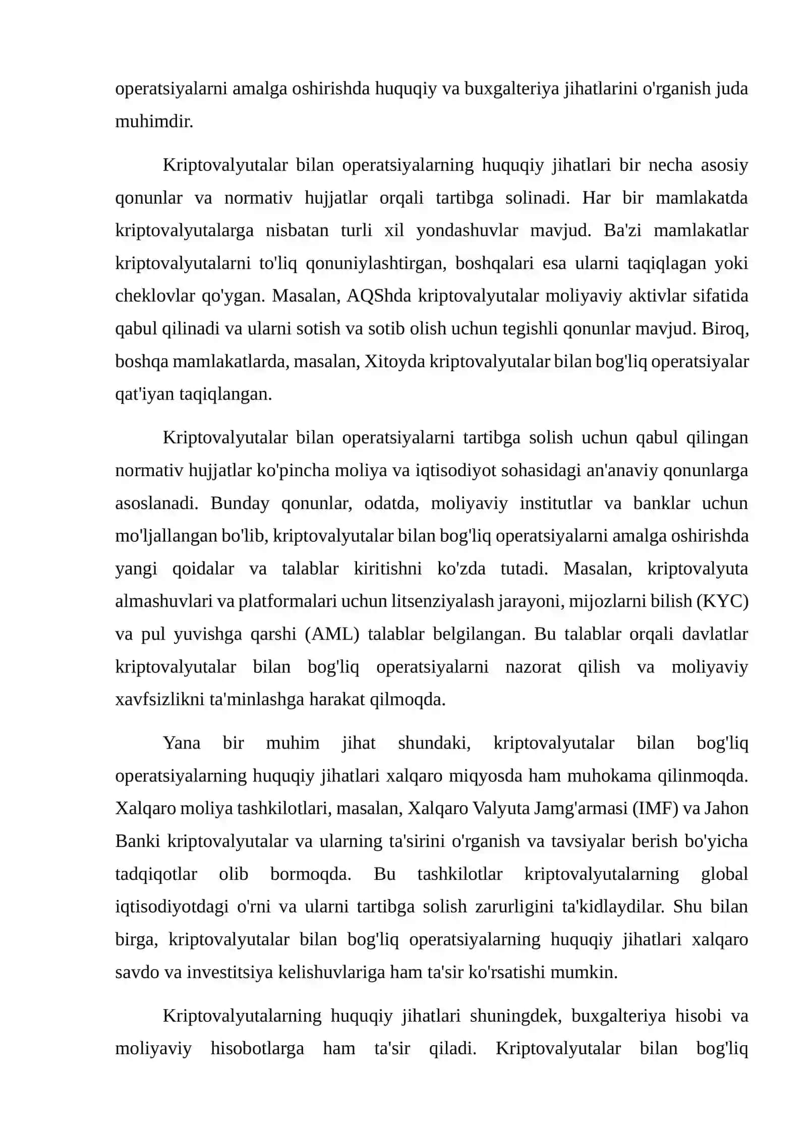 Kriptovalyutalar bilan operatsiyalar – hozirgi huquqiy vahisobiy jihatlar. 4