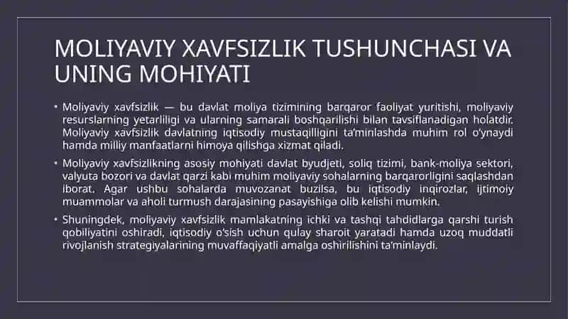 Mamlakat moliyaviy xavfsizligiga ta’sir etuvchi omillar 4