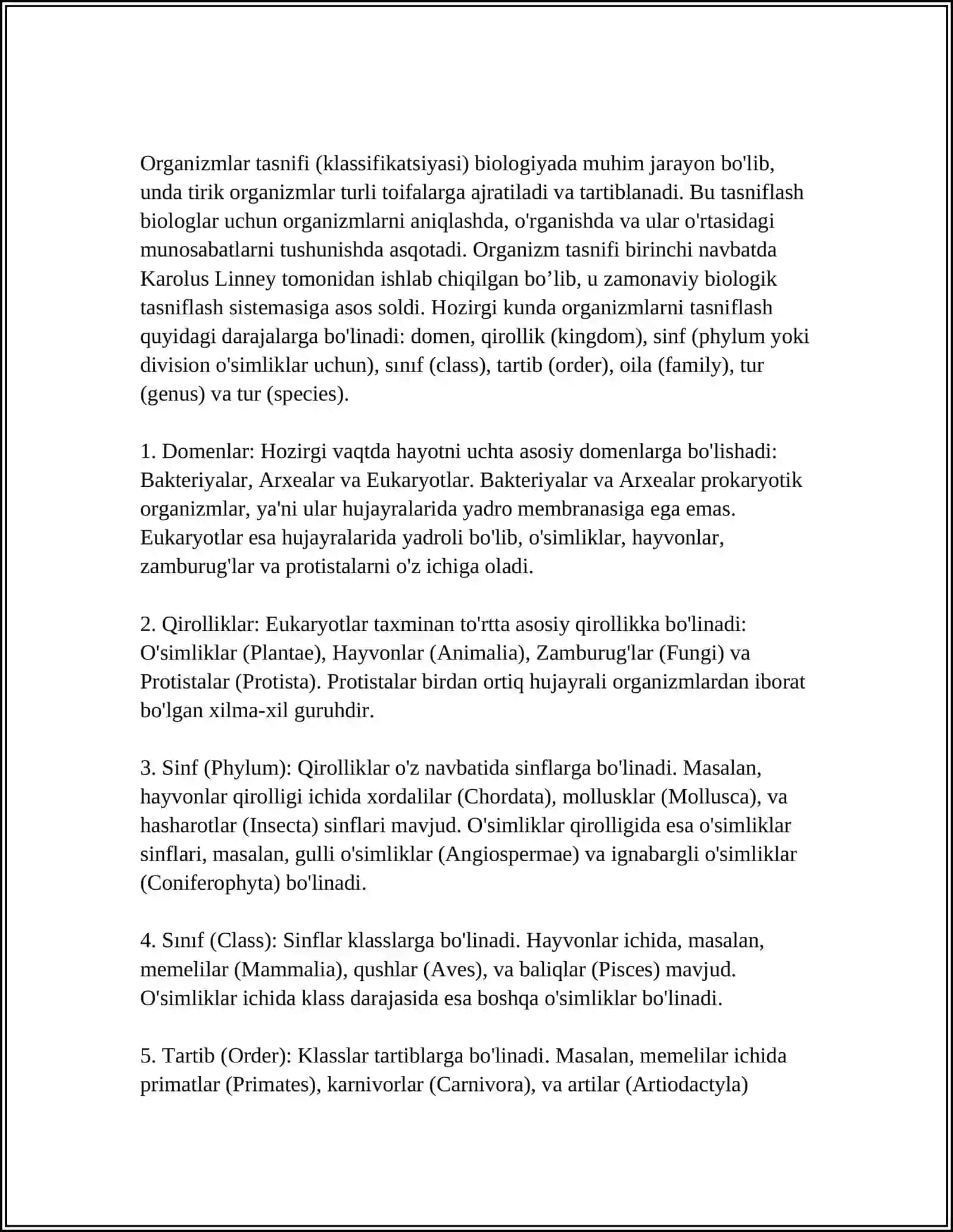 MEGA DASTURI VOSITASIDA BIR OILAGA KIRUVCHI 10 TURGA MANSUB ORGANIZMNING FILOGENETIK DARAXTINI CHIZING 4