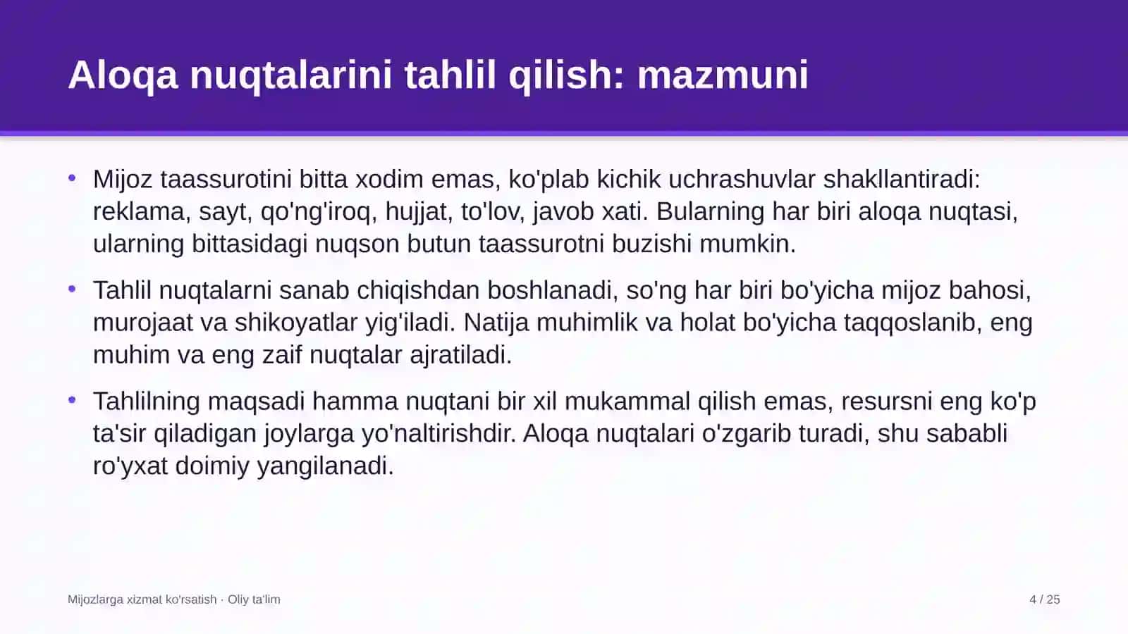 Autsorsing kompaniyalarida aloqa nuqtalarini tahlil qilish 4
