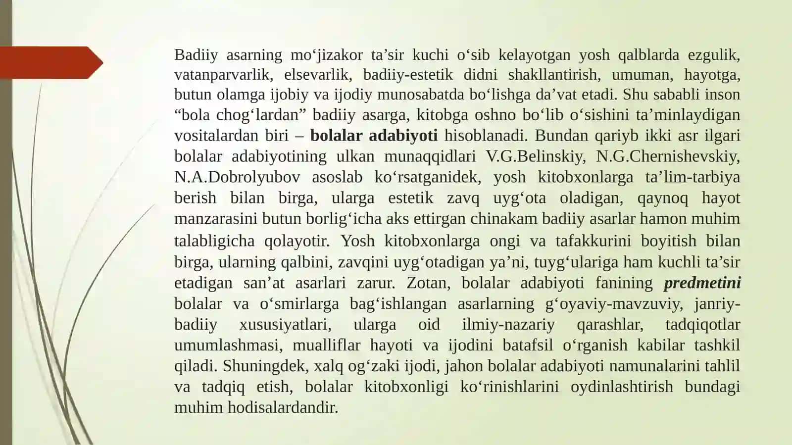 Bolalar adabiyoti fanining maqsadi va vazifalari. Bolalar kitobxonligi 4
