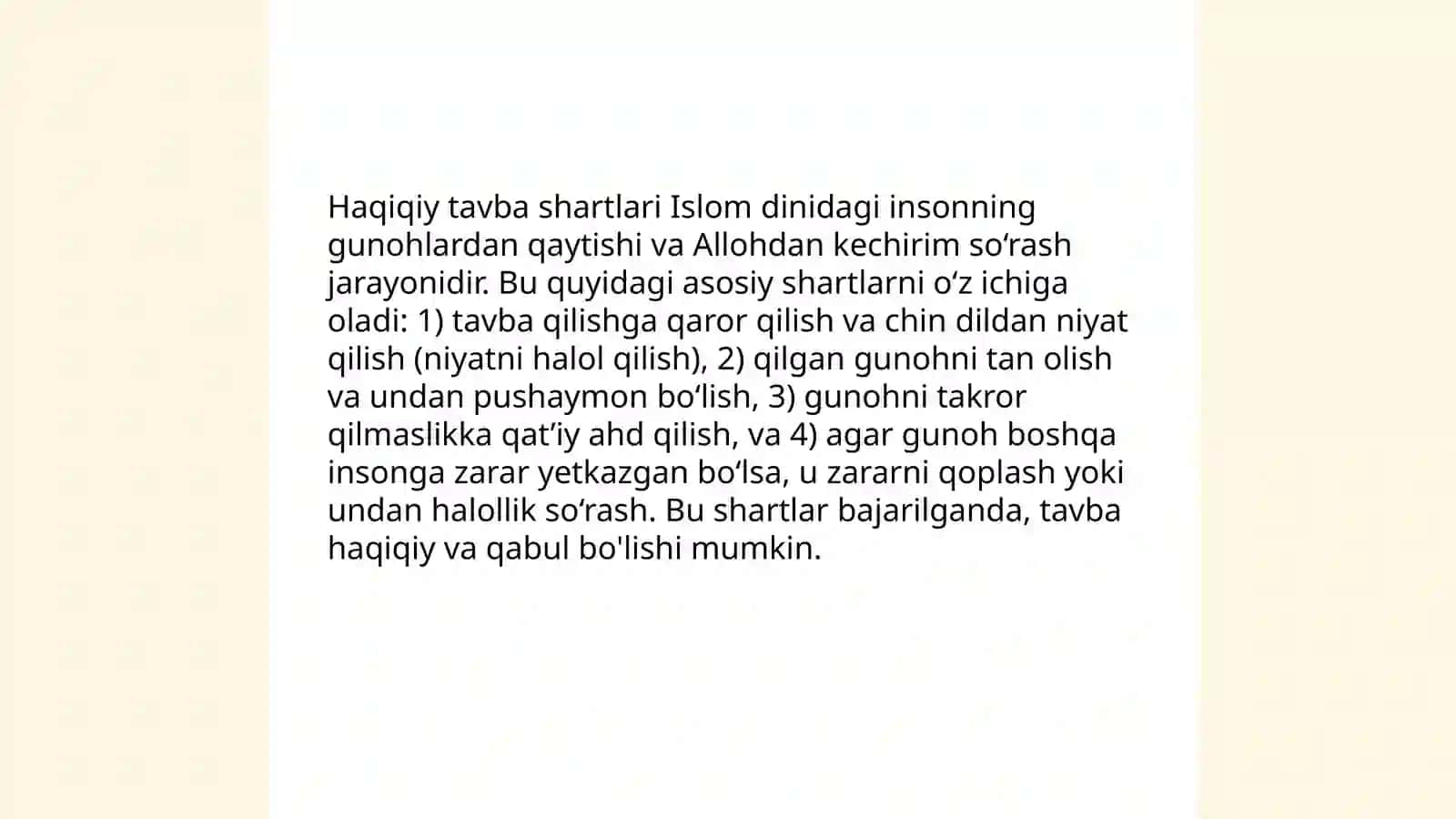Din va axloq mavzusida esse Gʻazzoliy "Tavba"asari asosida 4