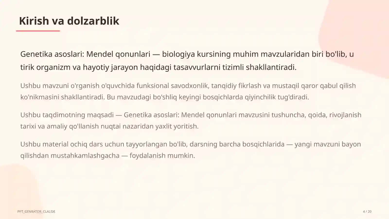 Genetika asoslari: Mendel qonunlari (9-sinf) 4