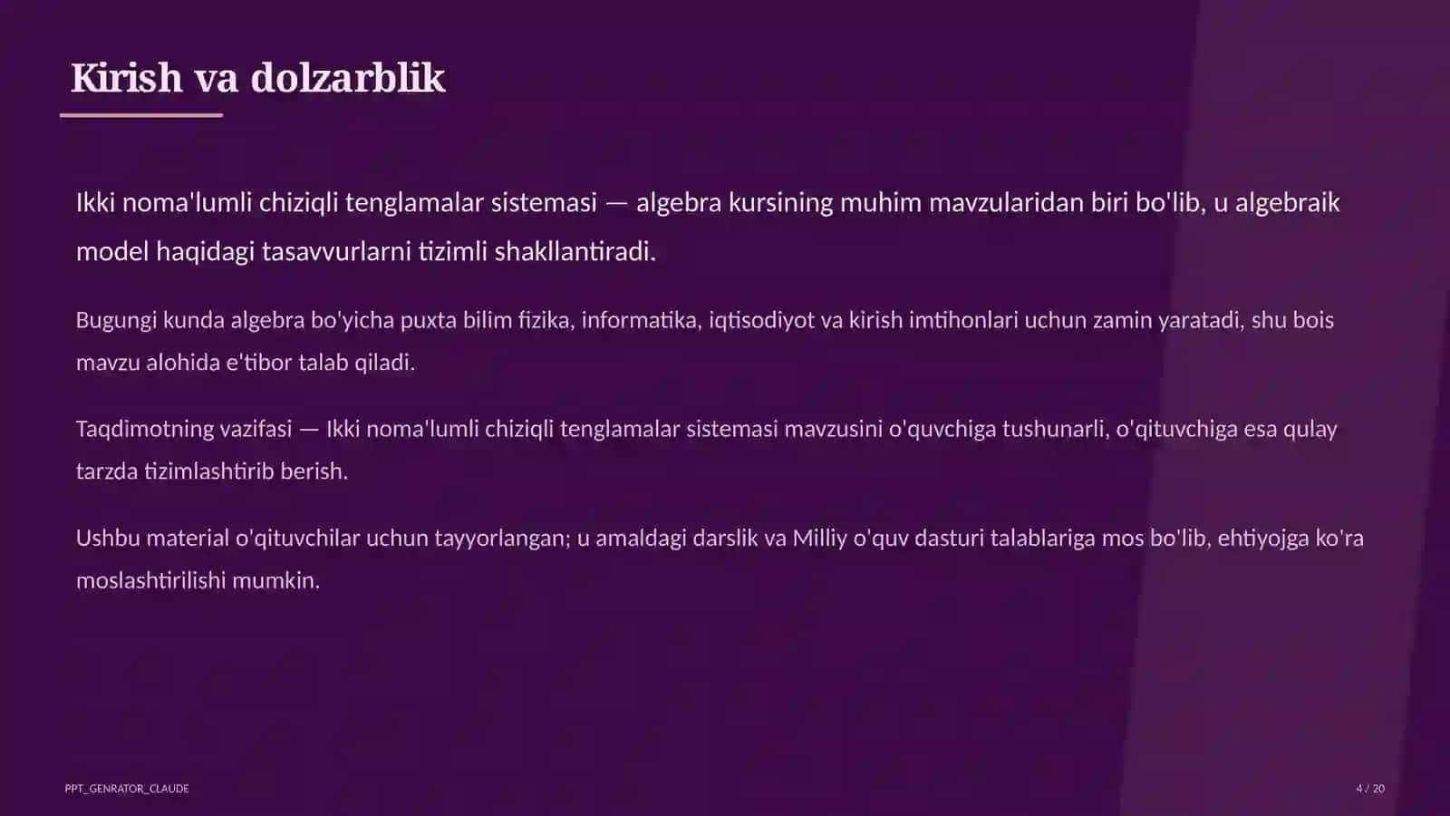 Ikki noma'lumli chiziqli tenglamalar sistemasi (7-sinf) 4