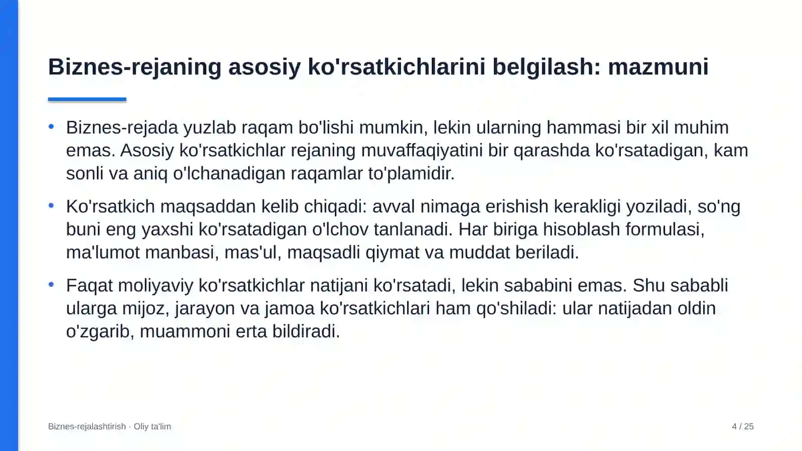 blogerlik faoliyatida biznes rejaning asosiy ko'rsatkichlarini belgilash 1808 4