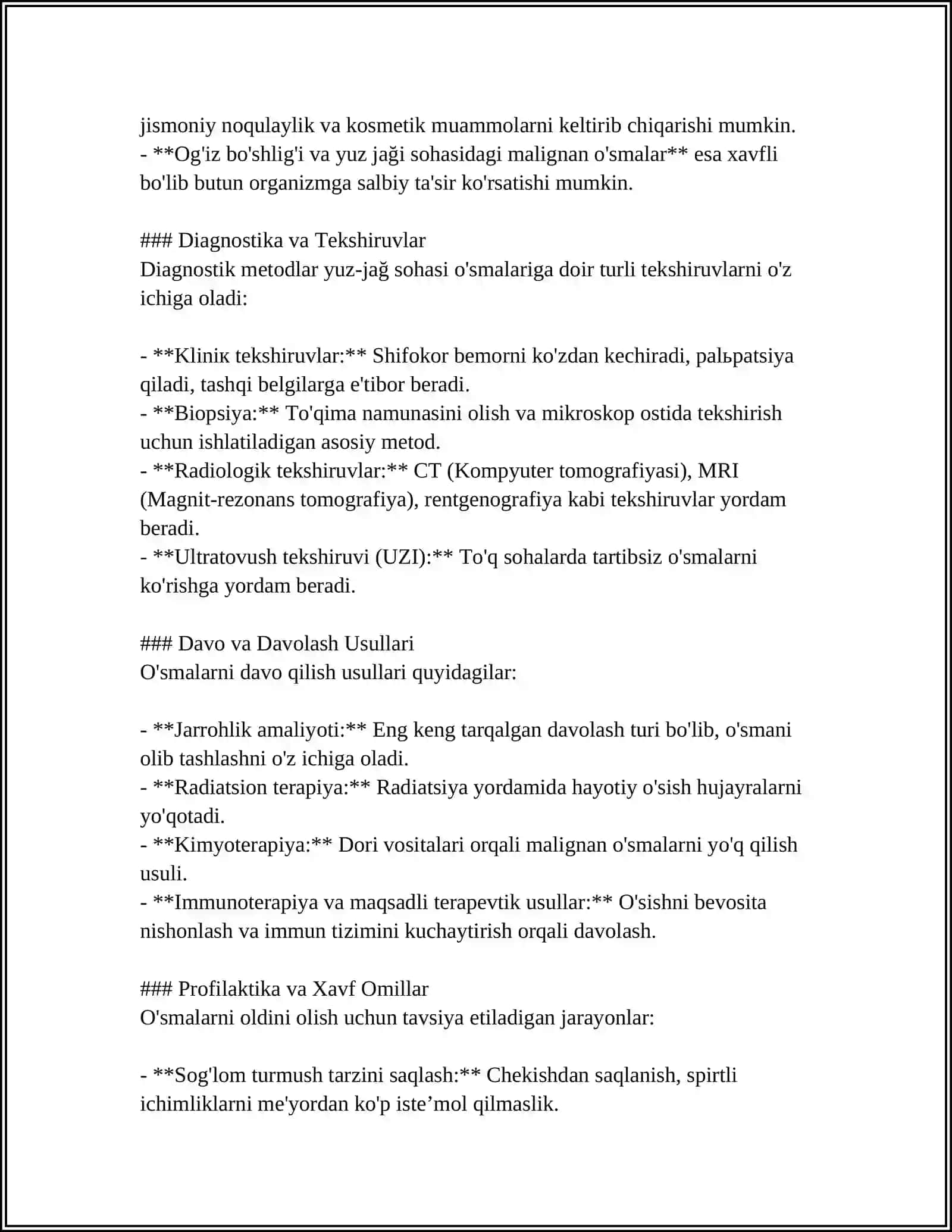YUZ-JAĞ SOHASI ÓSMASIMON KASALLIKLARI. ÒSMASIMON KASALLIKLAR TASNIFI, MORFOLOGIK KÓRINISHLARI. EPULISLAR, ULARNING TUZILISHI VA TURLARI. SUYAK VA YUMSHOQ TOQIMALAR KISTALARI 4