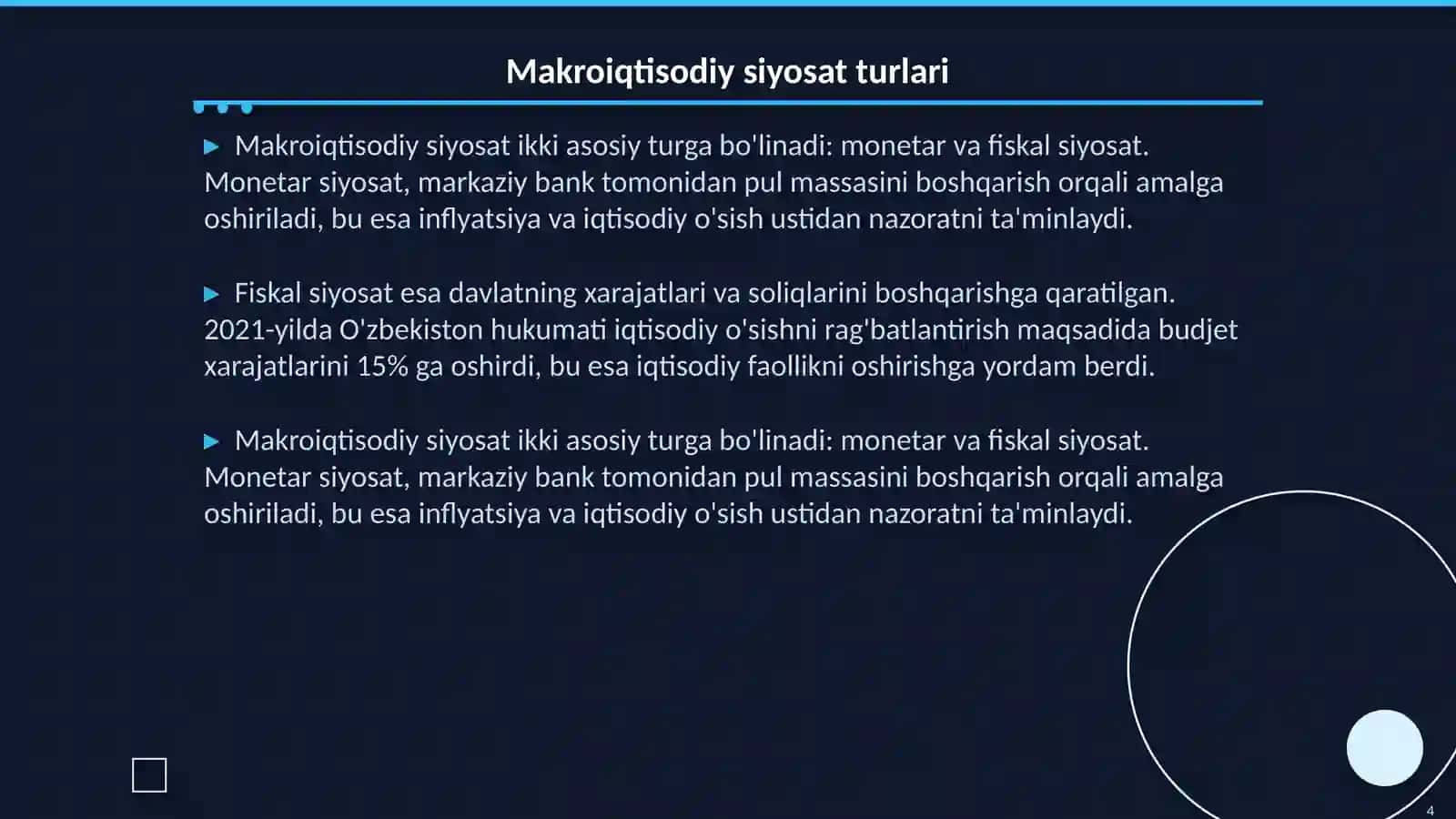 Ochiq iqtisodiyotda makroiqtisodiy siyosat 4