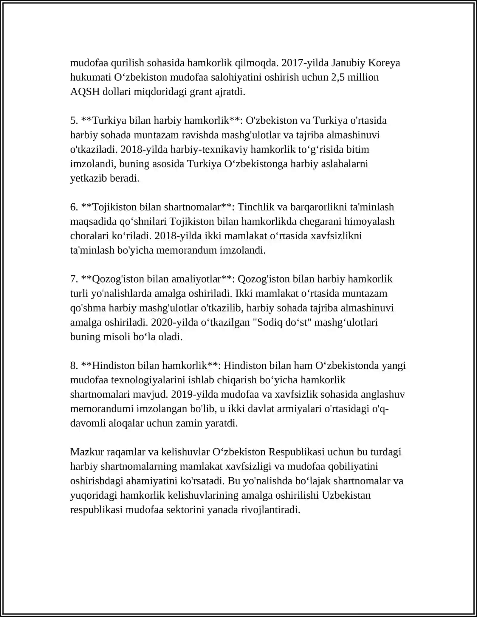 OʻZBEKISTON RESPUBLIKASI HIMOYALANISH VA HARBIY XIZMAT HAQIDAGI QONUNLARNING ASOSI 4
