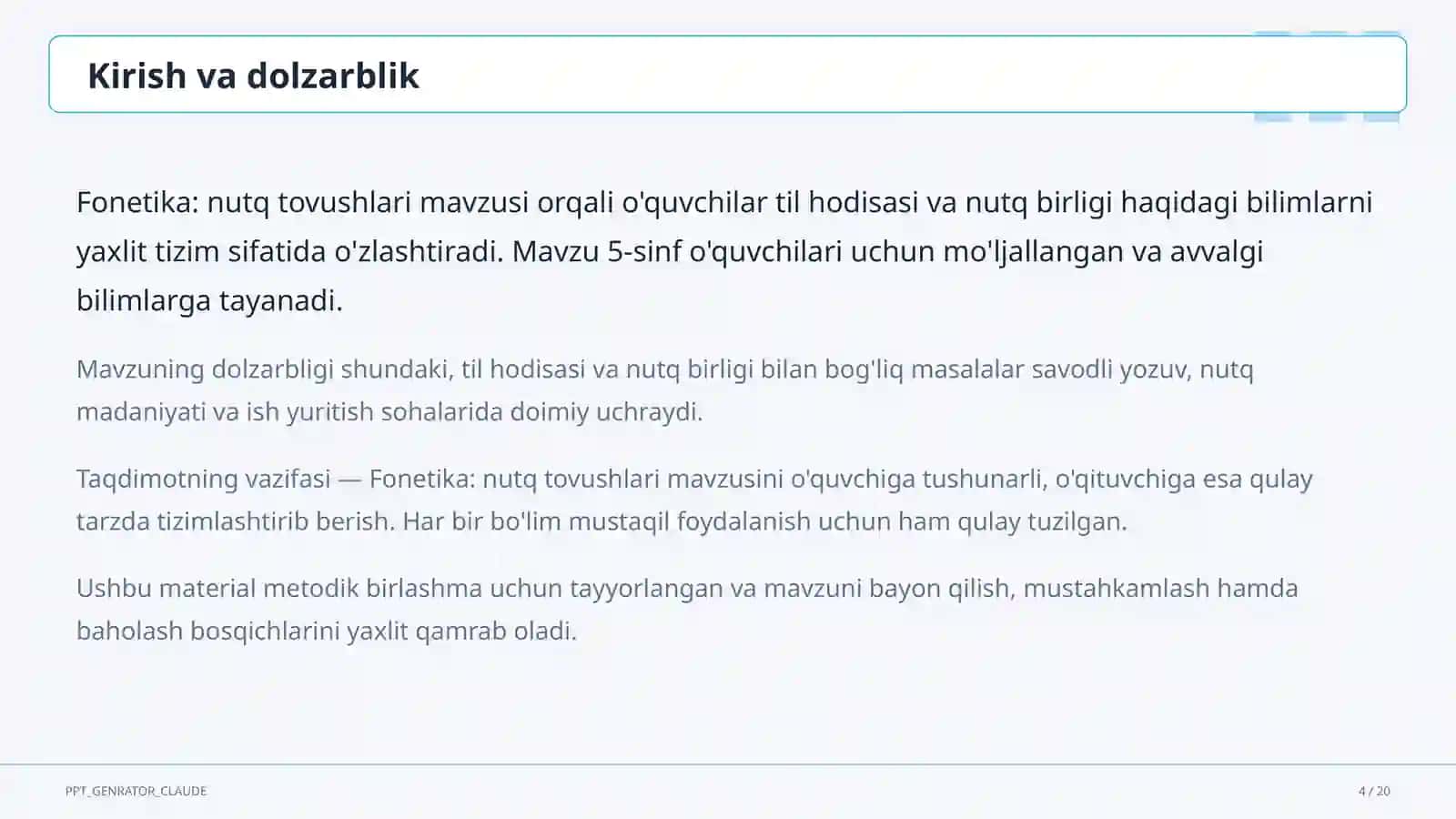 Fonetika: nutq tovushlari (5-sinf) 4