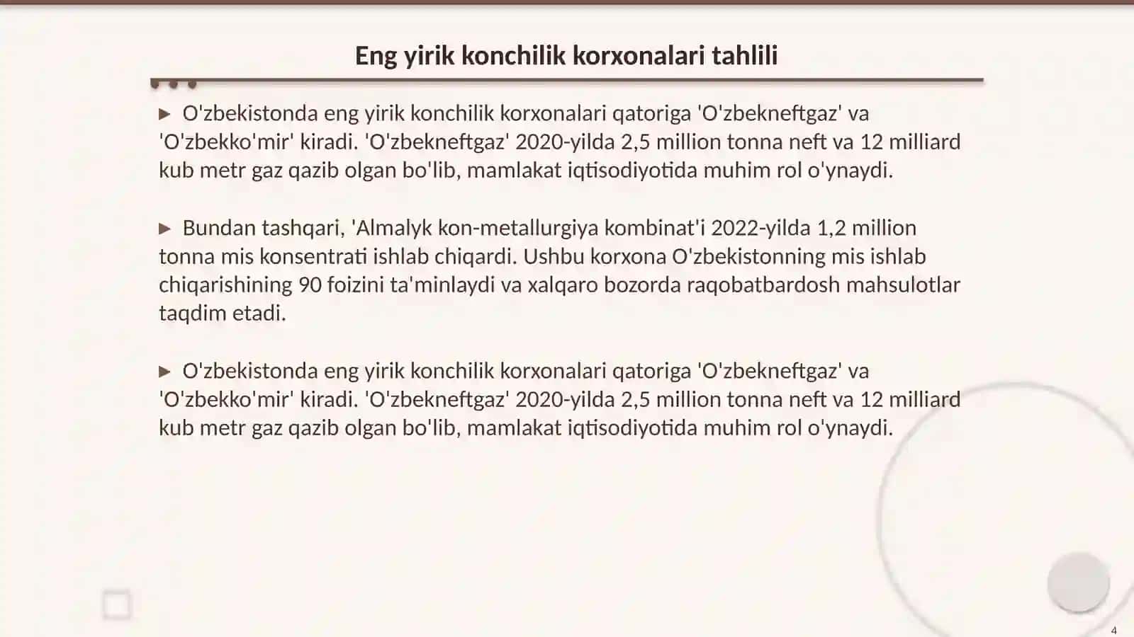O'zbekistonda faydali qazilmalarni qazib oluvchi eng yirik konchilik korxonalari 4