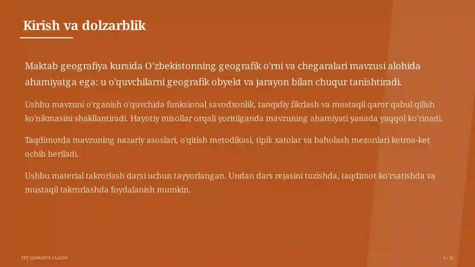 O'zbekistonning geografik o'rni va chegaralari (8-sinf) 4