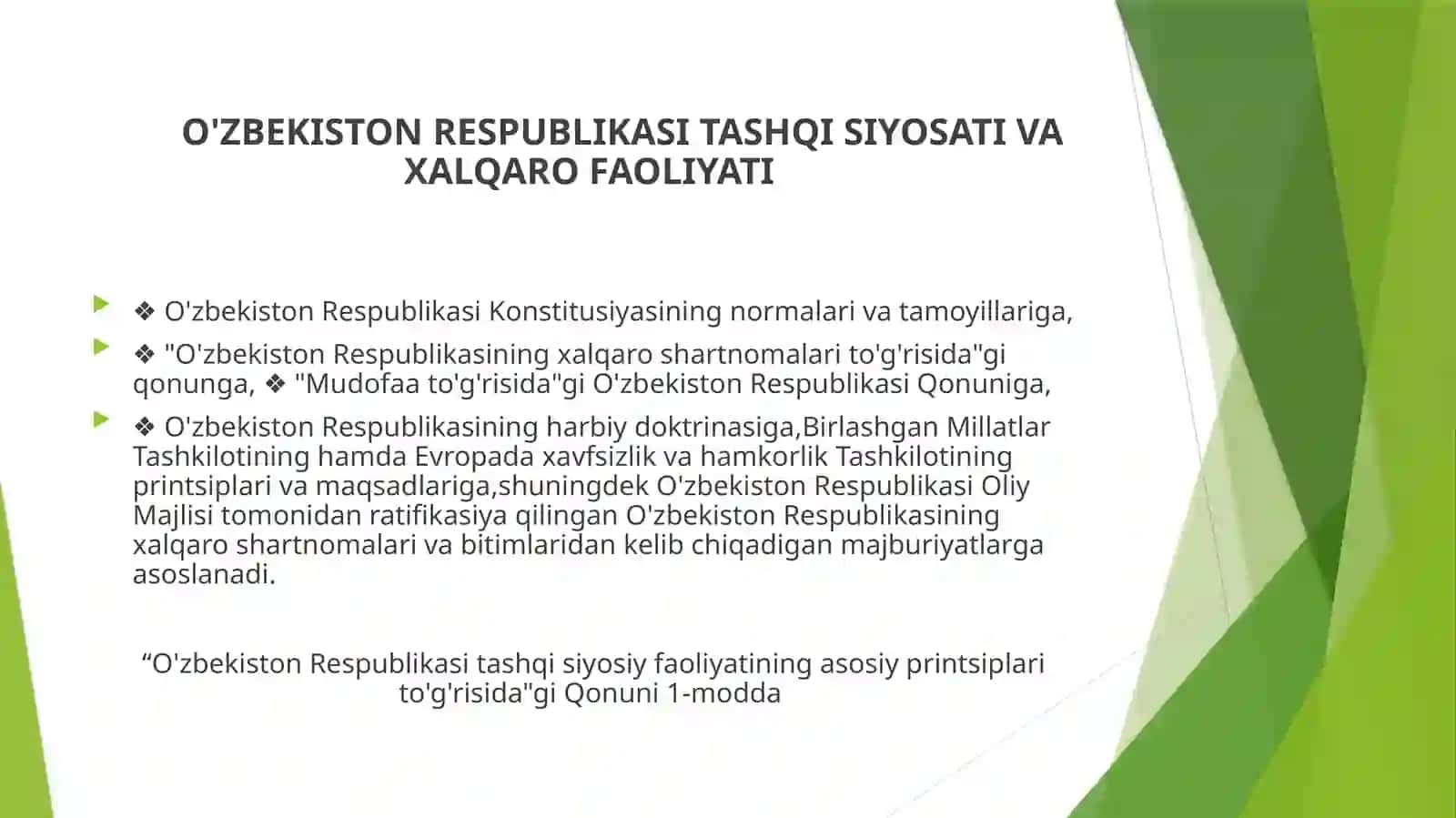 Dunyo mamlakatlarining xalqaro tashkilotlar bilan aloqasi O’zbekiston misolida 4