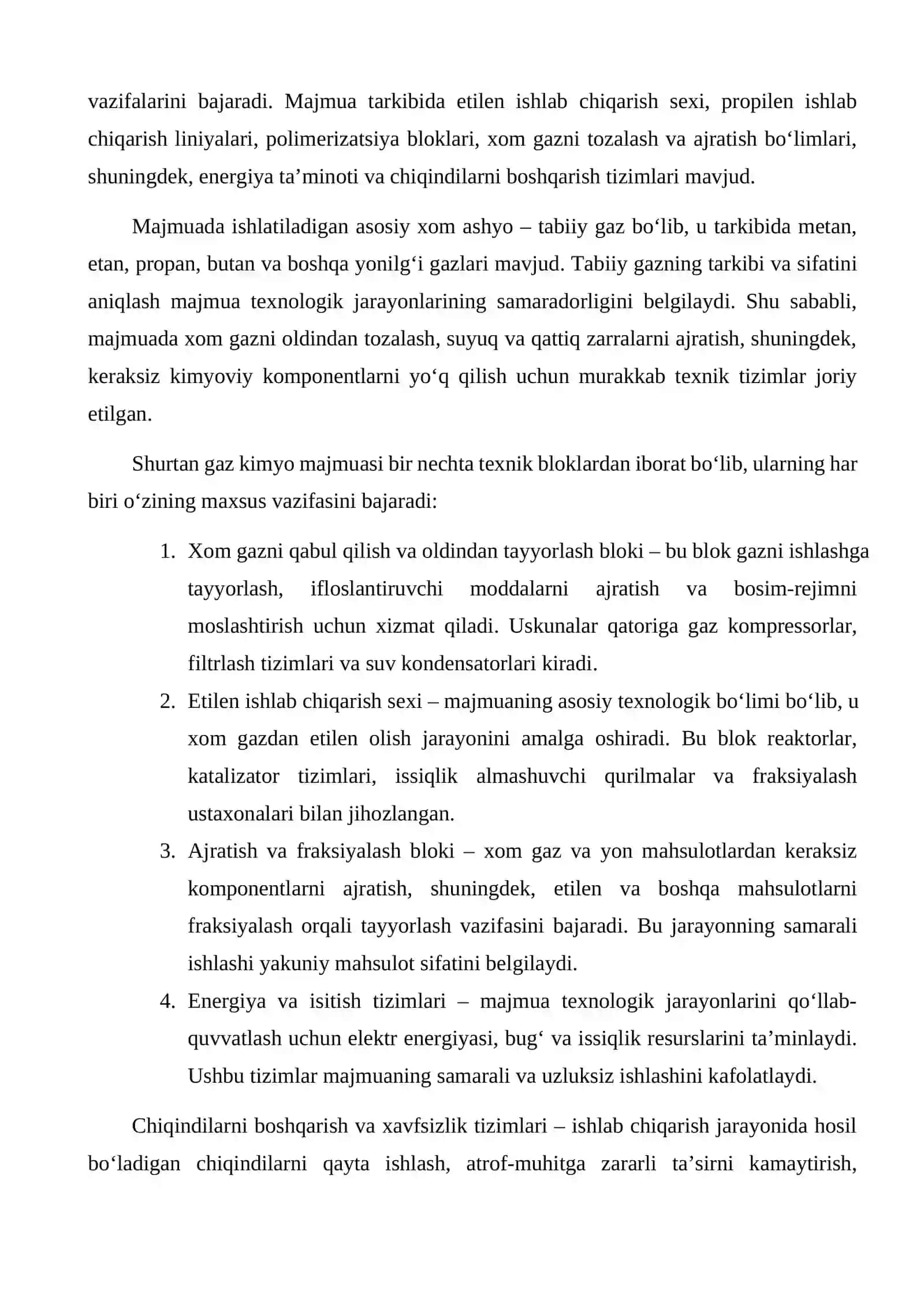 Shurtan Gaz Kimyo Majmuasi: Etilen Ishlab Chiqarish Sexi – Xom Ashyoni Tozalash va Ajratish 4