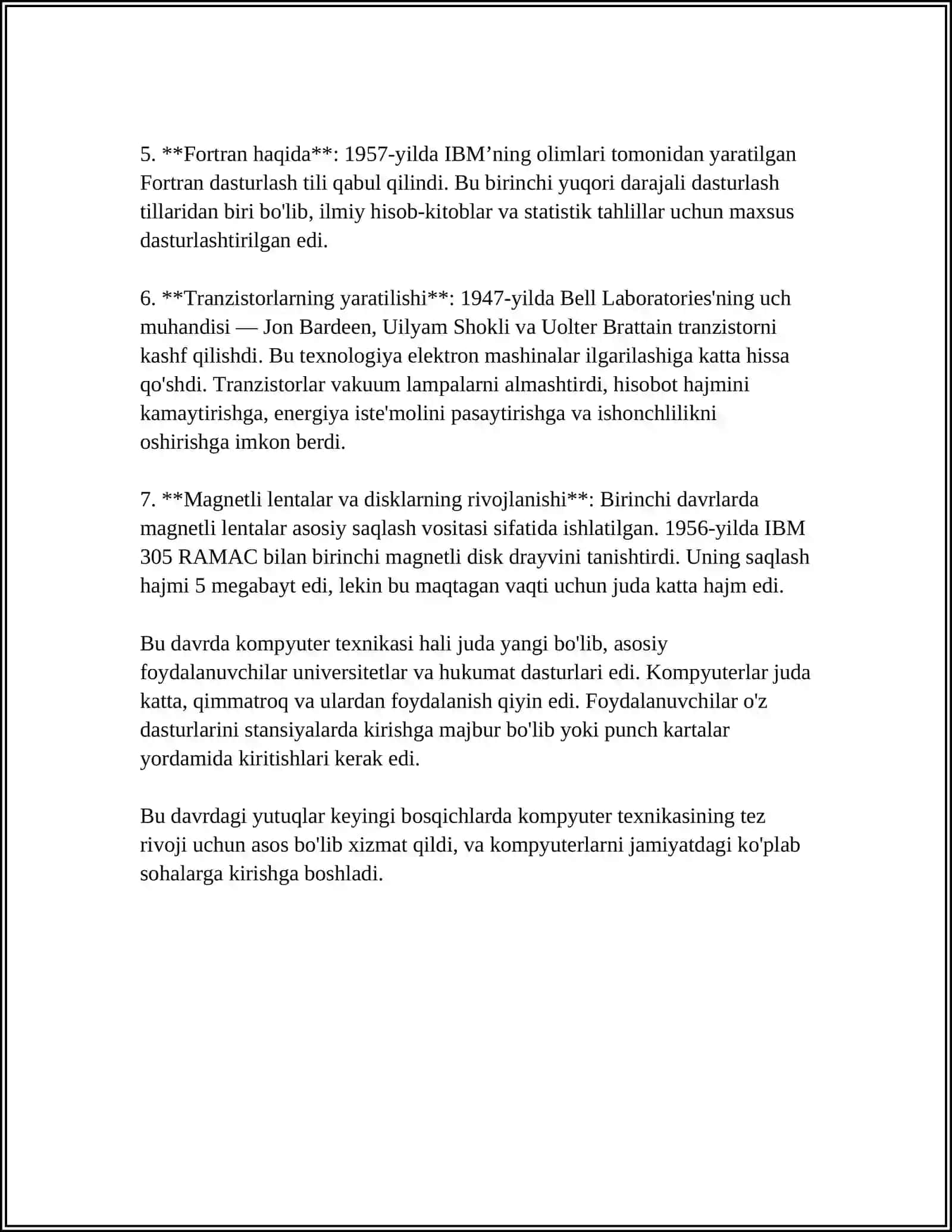 Kompyuter texnikasining rivojlanish tarixi 4